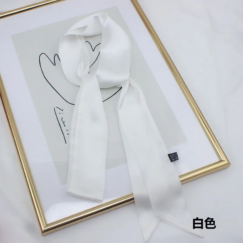 Korean Style 190*5cm Women Plain Chiffon Silk Scarf Solid Color Long Hairband Versatile Decorative Streamer Bag Tie Satin Ribbon