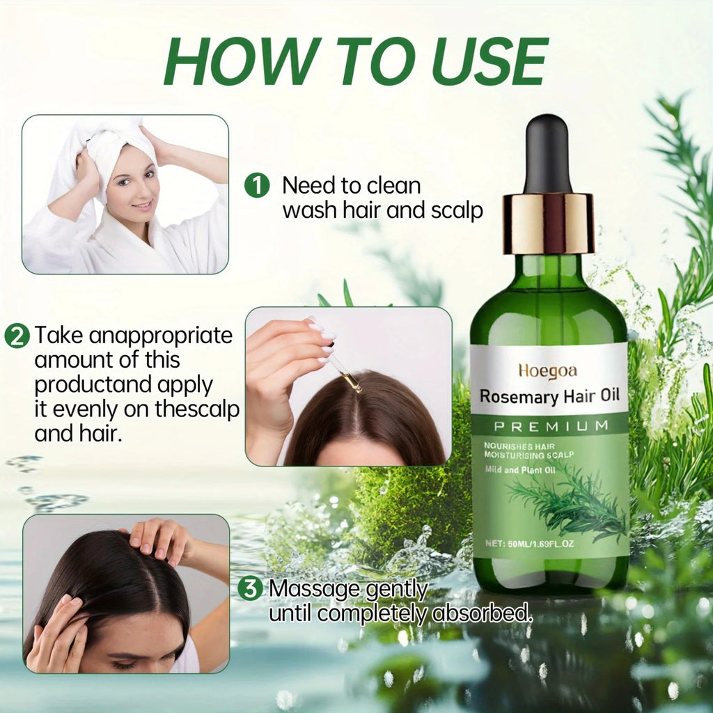 50ml Rosemary Hair Oil Contains Batana Castor Seed Nourishing Moisturizing Smoothing  Anti Hair Loss Fast Regrowth Thick Hair