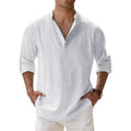 New Men's Casual Blouse Cotton Linen Shirt Loose Tops Long Sleeve Tee Shirt Spring Autumn Casual Handsome Men's Shirts