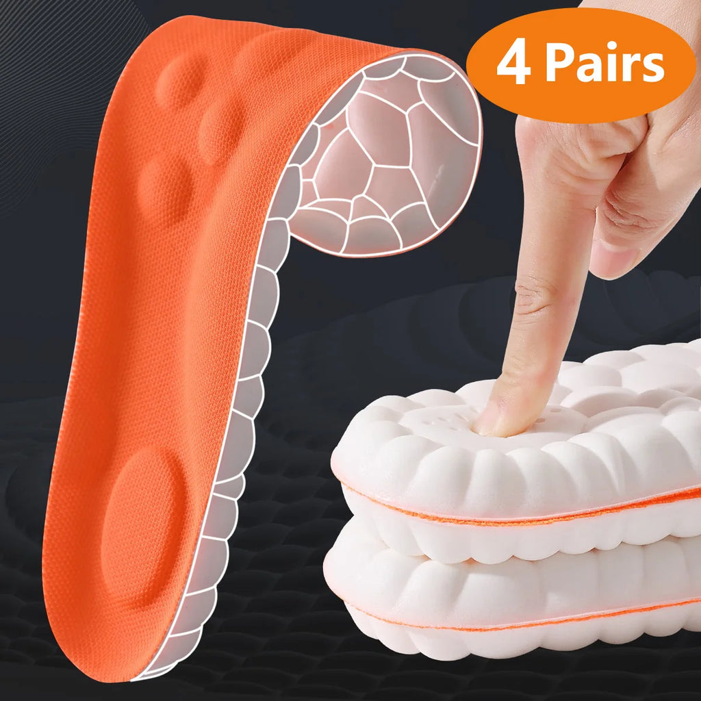 Soft Breathable Shock Absorption Cushion Running Insoles 4D Cloud Technology PU Sole Sports Insoles For Orthopedic Care 2026 New