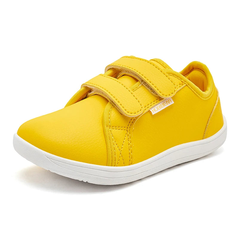 HOBIBEAR Kids Barefoot Shoes Little/Big/Kid Wide Toe Minimalist Sneakers Lightweight Hook Loop Artificial Leather Shoes