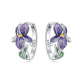 925 Sterling Silver Flower and Plant Series Purple Iris Earrings Exquisite Wedding Party Gifts for Ladies Jewelry Fashion Gifts