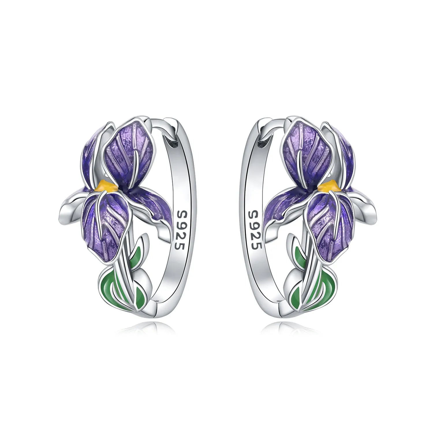 925 Sterling Silver Flower and Plant Series Purple Iris Earrings Exquisite Wedding Party Gifts for Ladies Jewelry Fashion Gifts