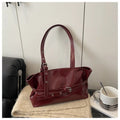 Luxury Wine Red Underarm Bag for Women Autumn/Winter Retro Commuter Shoulder Bag Casual Large Capacity Rivets Belt Totes
