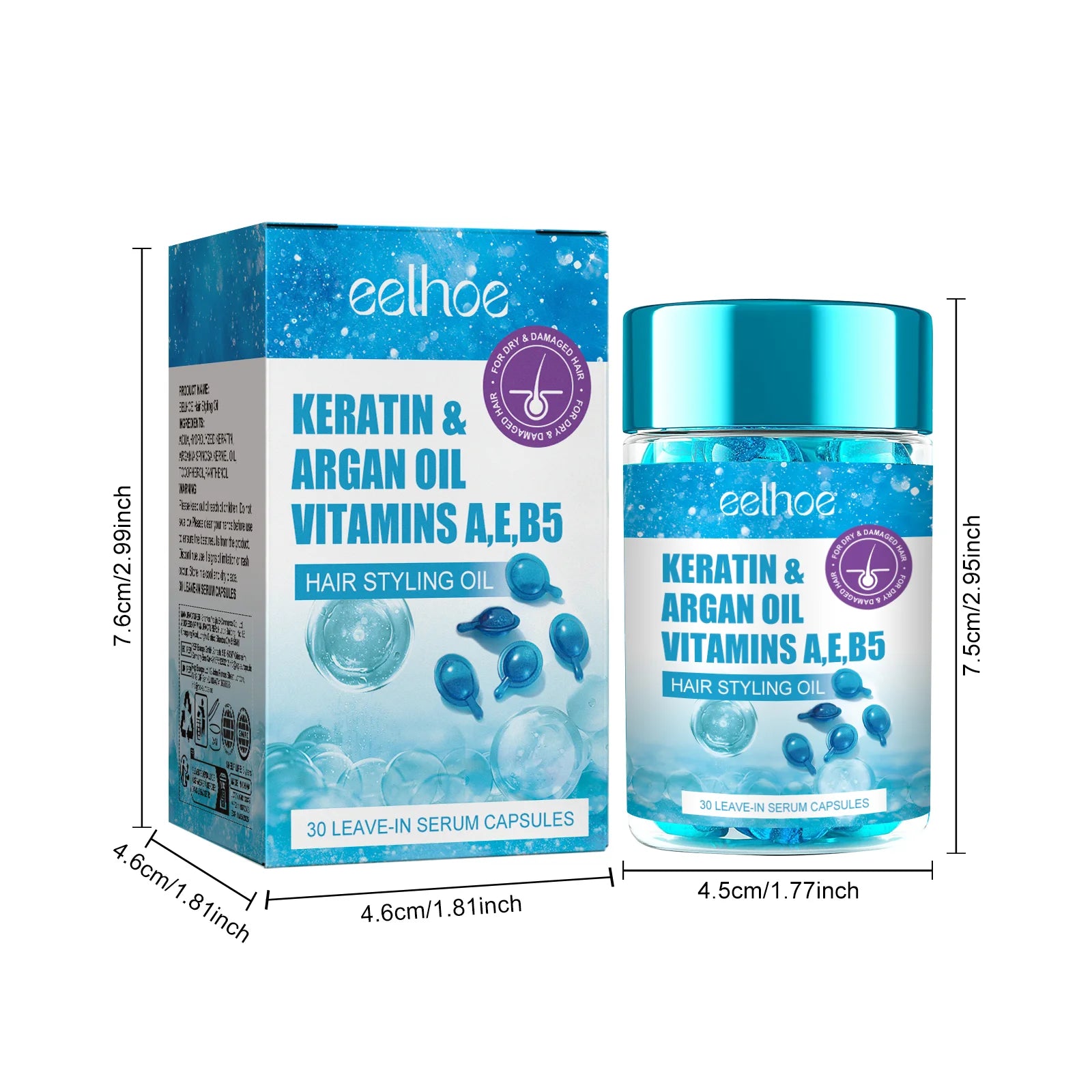 Keratin Vitamin Capsule Hair Essence Oil For Damaged Dry Frizzy Hair Treatment Smoothing Soften Moisturizing Essence Hair Care