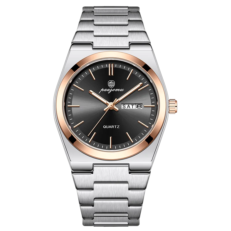 PAAZOMU Fashion Men's Quartz Watch Stainless Steel Waterproof Luminous Man Watch Chronograph Date Multifunction Watches For Men