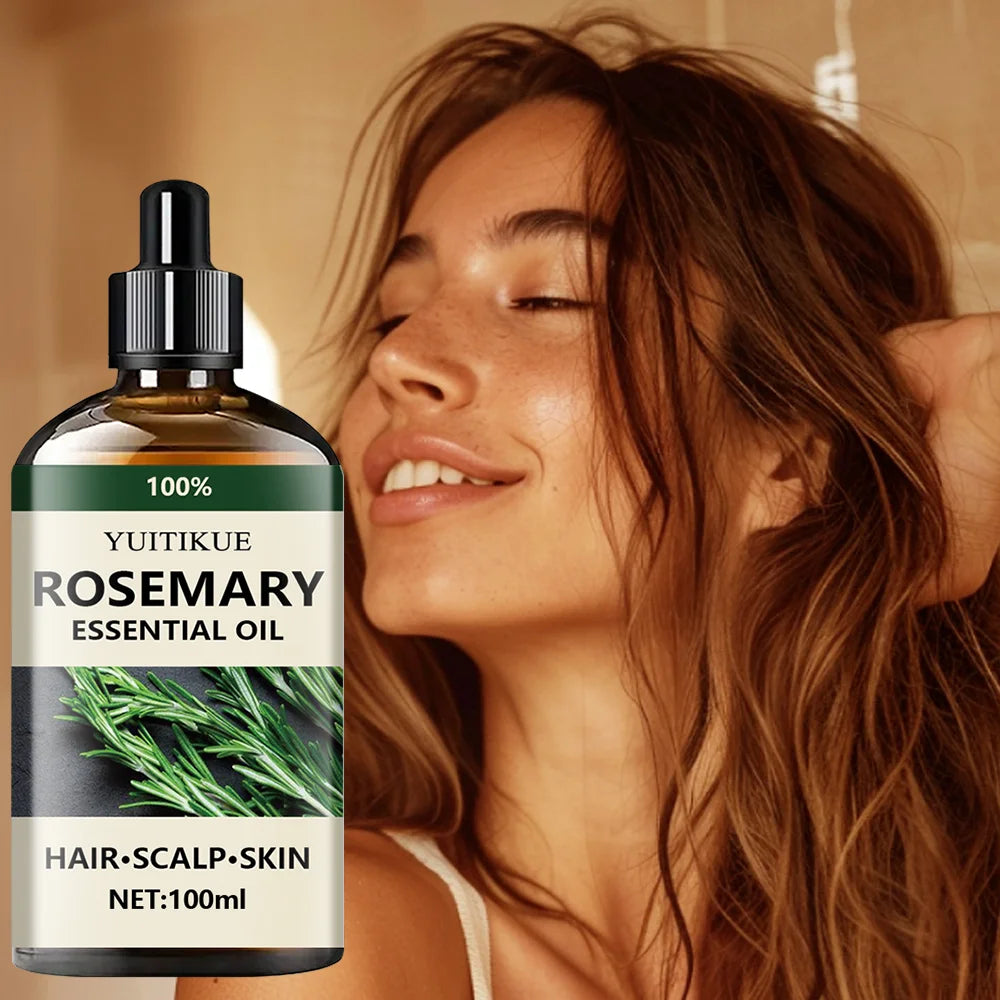 YUITIKUE 100% rosemary essential oil absorbs quickly, deeply moisturizes the hair, and smoothes dry and coarse hair