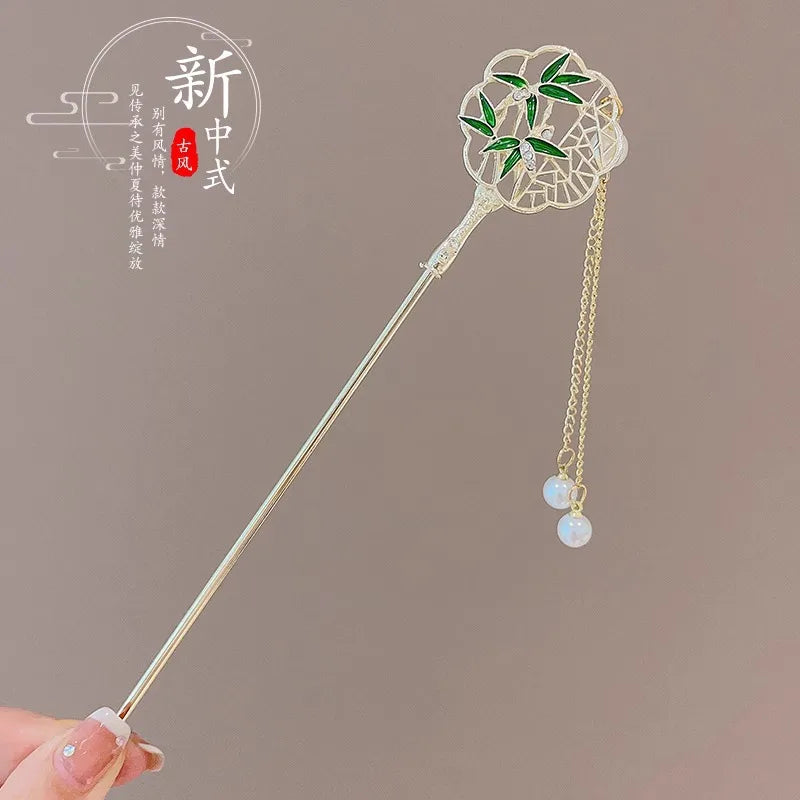 Elegant Chinese Style Hair Clip Tassel Hair Stick Traditional Floral Design Hairstyle Accessory Women Jewelry Hairpin Hairneedle