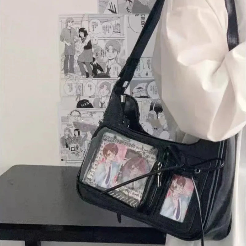 Y2k Harajuku Shoulder Bag Women Korean Transparent Ita Bag School Crossbody Bag Female Japanese Designer Preppy Handbag Purse