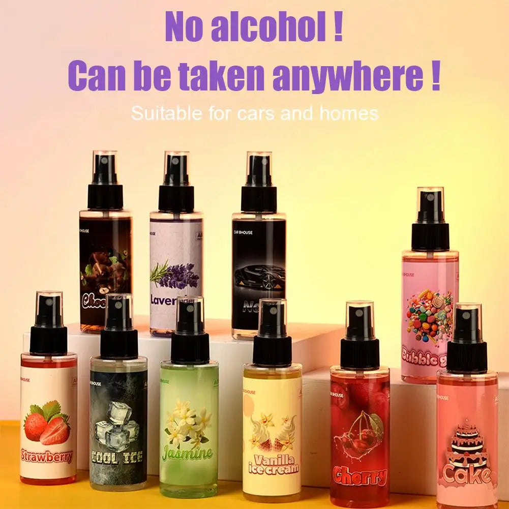 Car Air Freshener Spray Car Fragrance Long-Lasting Light Strawberry/cherry/cake Scent Fresh Perfume Car Interior Deodorant Spray