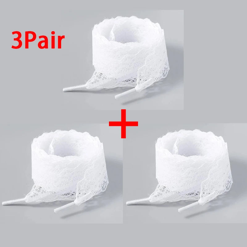 Black and white lace-woven shoelaces 2.9 cm wide decorative flat laces suitable for ballet shoes and sneakers