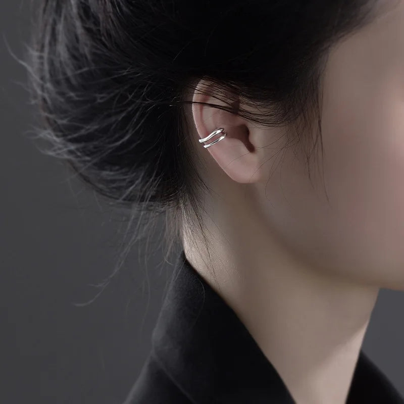 1Pc Ear Cuff Earrings Non-Piercing Double Layer Cuff Ear Clip Earring for Women Fake Cartilage Simple Y2K Jewelry New