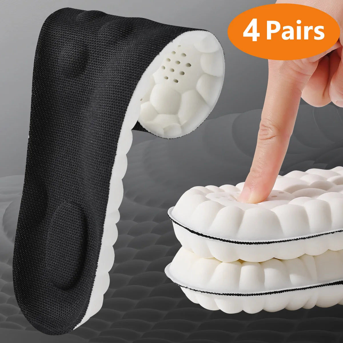 Soft Breathable Shock Absorption Cushion Running Insoles 4D Cloud Technology PU Sole Sports Insoles For Orthopedic Care 2026 New