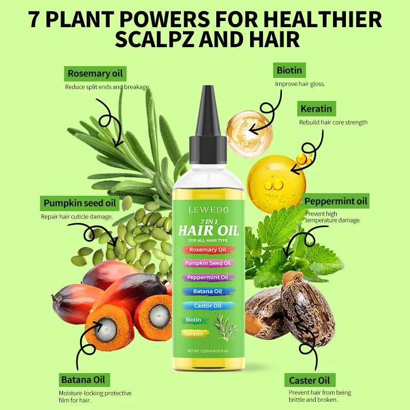 7 in 1 Hair Serum Oil Strengthen Root Smoothing Deep Nourishing Repair Frizzy Hair Product Hair Care Essence For Men Women 120ml