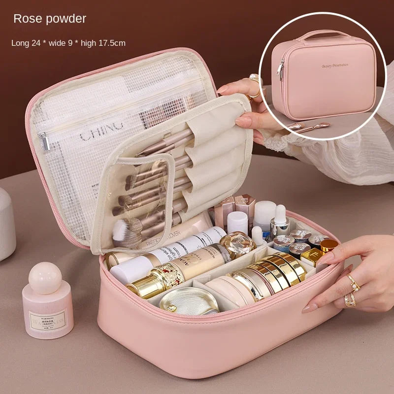 Women's Cosmetic Bag Makeup Bag Double Layer Large Capacity Luxury Cosmetics Organizer Travel Essentials Women's Cosmetic Bag