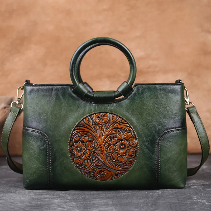 High Quality PU Leather Women Handbag Retro Embossed Large Capacity Female Shoulder Messenger Bag Brown Black Red Green Grey m58