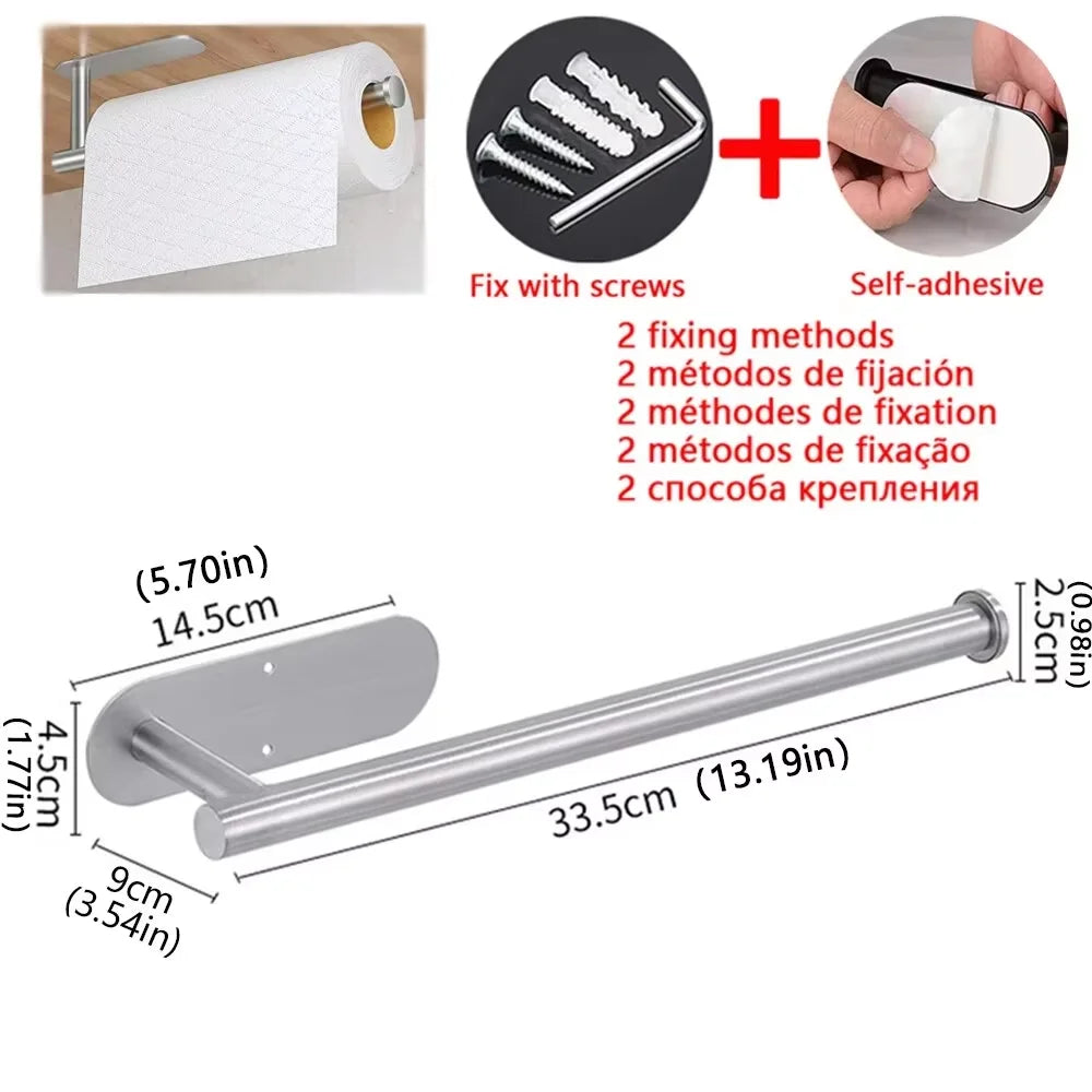 Wall Mounted Self Adhesive Paper Towel Holder Toilet Roll Rack Napkin Dispenser Kitchen Bathroom Accessories