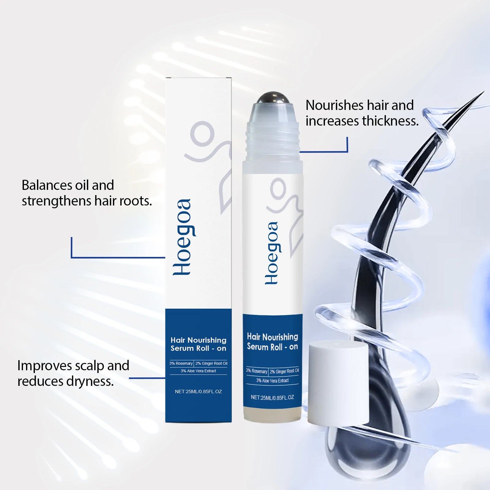 Rosemary Hair Nourishing Serum Roll-on Growth Roller Increase Hair Density Nourish Improves Scalp Health Hair Essence Care 25ml