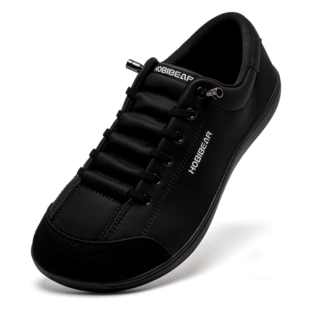 HOBIBEAR Unisex Barefoot Wide Toe Shoes Women Men Artificial Leather Minimalist Sneakers Adjustable Slip On Walking Shoes
