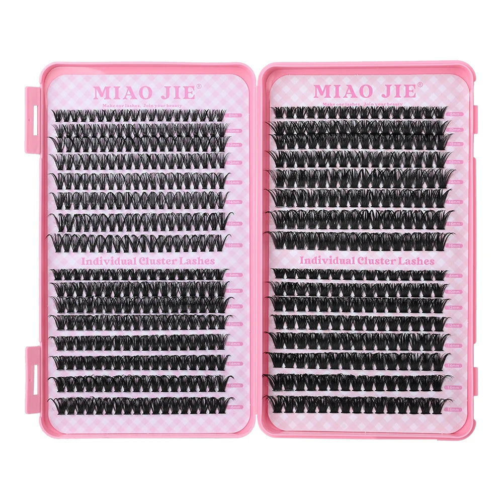 DIY Lash Extension Kit Clusters Individual Eyelashes Kit 9-16mm with Bond and Seal Wispy Natural Mange Lashes