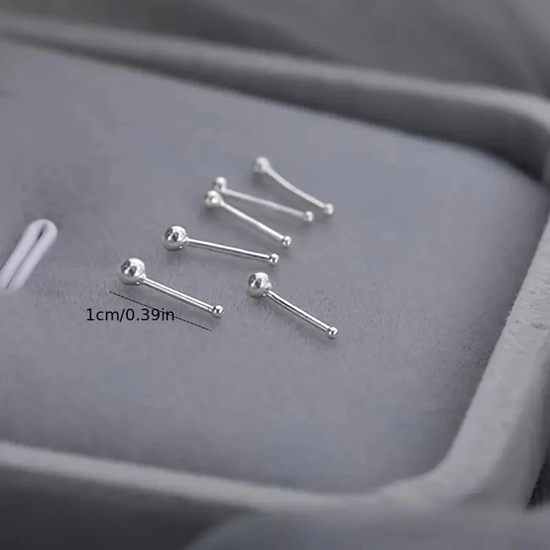 2pcs Ear Piercing Silver Needle Ear Stick Stud Earrings For Women Maintaining Ear Hole Small Tiny Round Ball Ear Jewelry