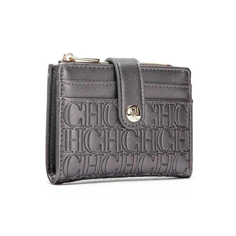 CH Luxury Brand Retro Design Business Card Bag Fashion Button Classic Folding Wallet Compact and Lightweight Women's Square Bag