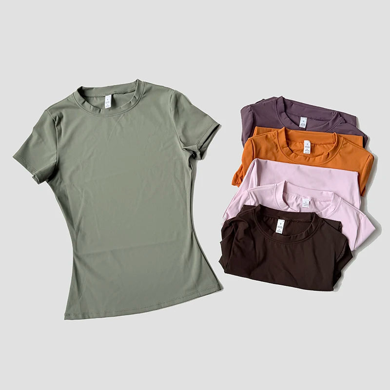 Women Yoga Top Seamless Sport T Shirts Fitness Clothes Short Sleeve Yoga Shirt Gym Top Running  Active Wear