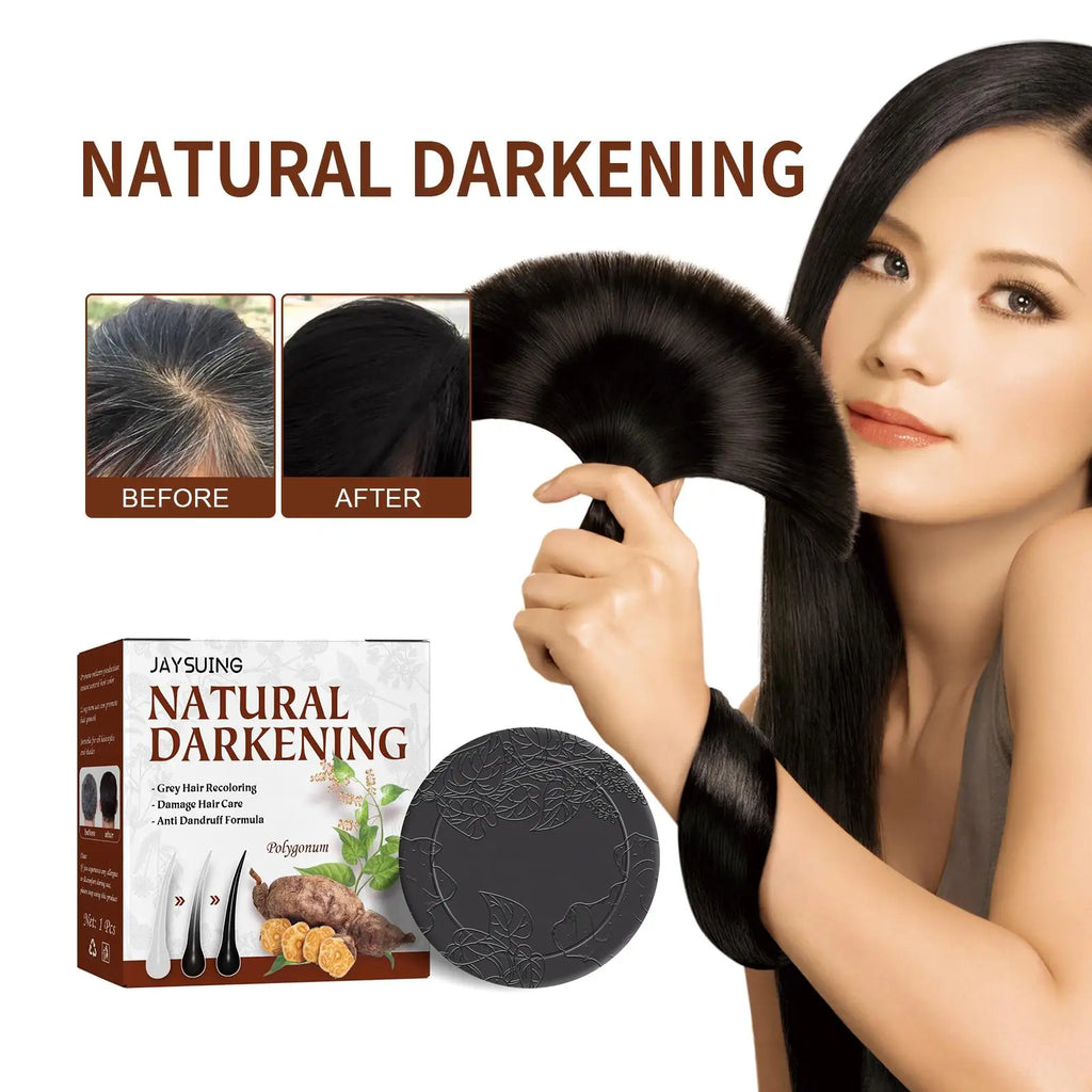 1/3/5/10Pcs Hair Darkening Shampoo Bar Natural Organic Polygonum Essence Hair Darkening Shampoo Bar Soap Mild Formula Hair Care