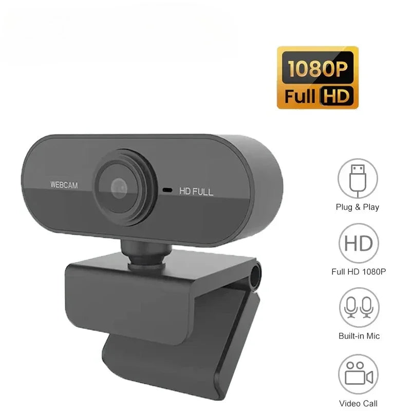 Webcam 1080P Web Cam for Pc Drive-free USB Rotatable Camera with Microphone for Desktop Computer for Video Calling Conference