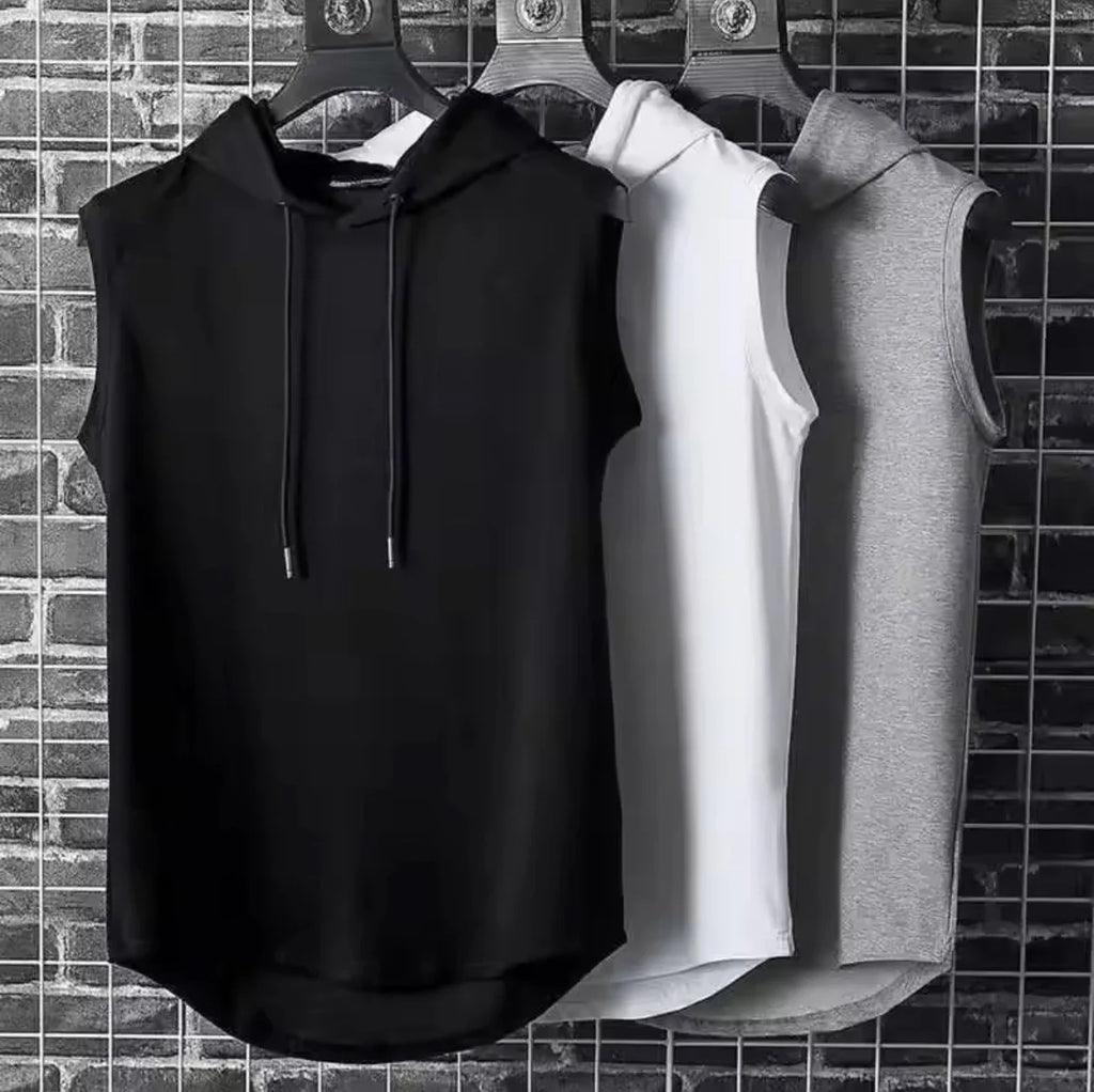 Solid Color 2025 Brand New Men's Tank Tops Vest Sleeveless Tees For Male Hooded Man Vests Tops Hip Hop Men Tank Top T shirt