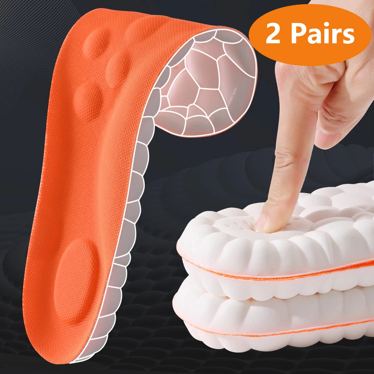 Soft Breathable Shock Absorption Cushion Running Insoles 4D Cloud Technology PU Sole Sports Insoles For Orthopedic Care 2026 New