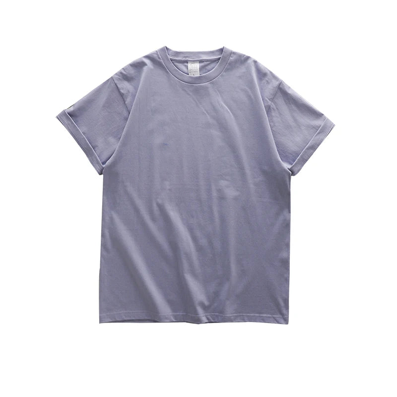 Dukeen 280gsm Oversized Heavy T-Shirt for Men Summer Short Sleeve Tee Cotton Solid Color Top Casual T Shirts One Piece