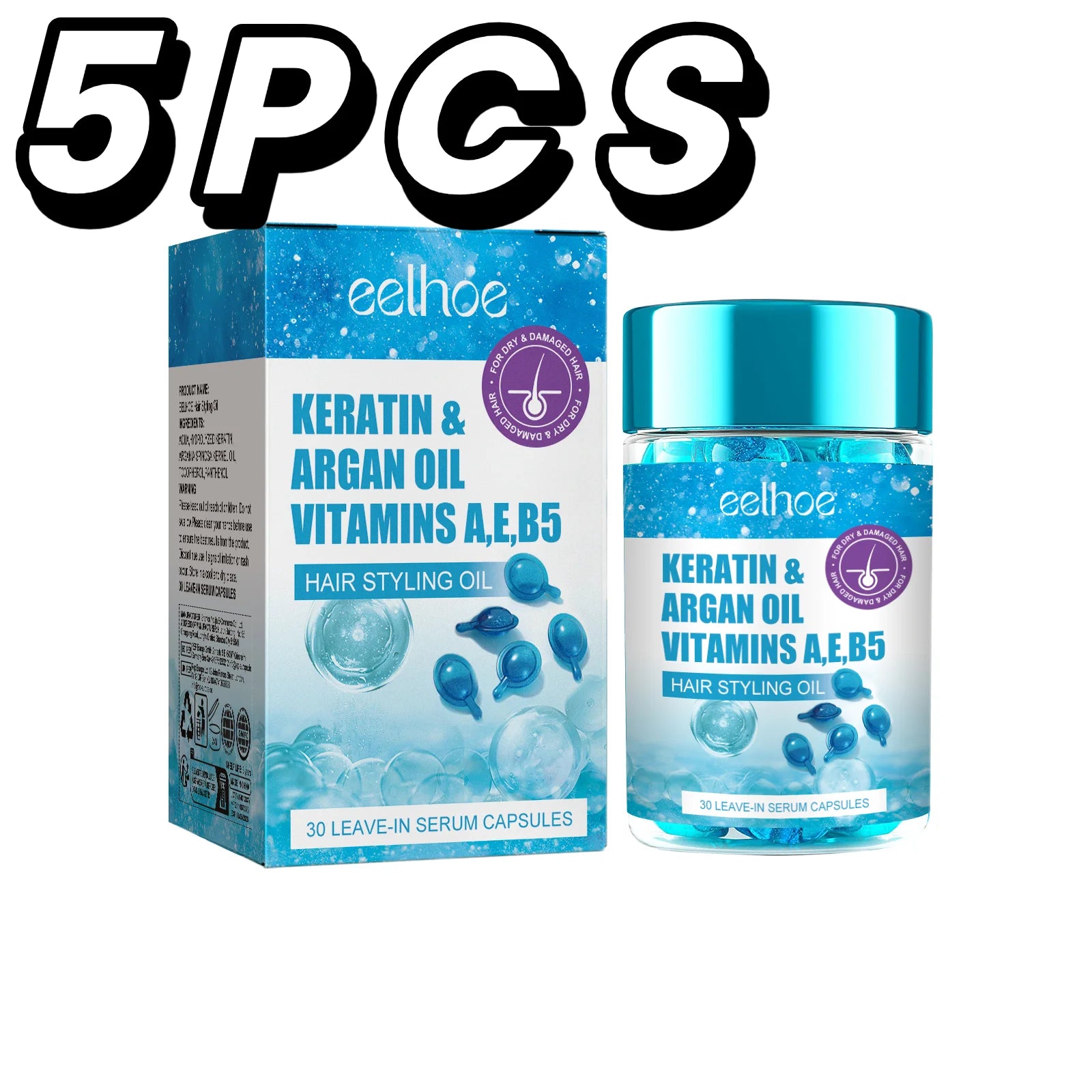 Keratin Vitamin Capsule Hair Essence Oil For Damaged Dry Frizzy Hair Treatment Smoothing Soften Moisturizing Essence Hair Care
