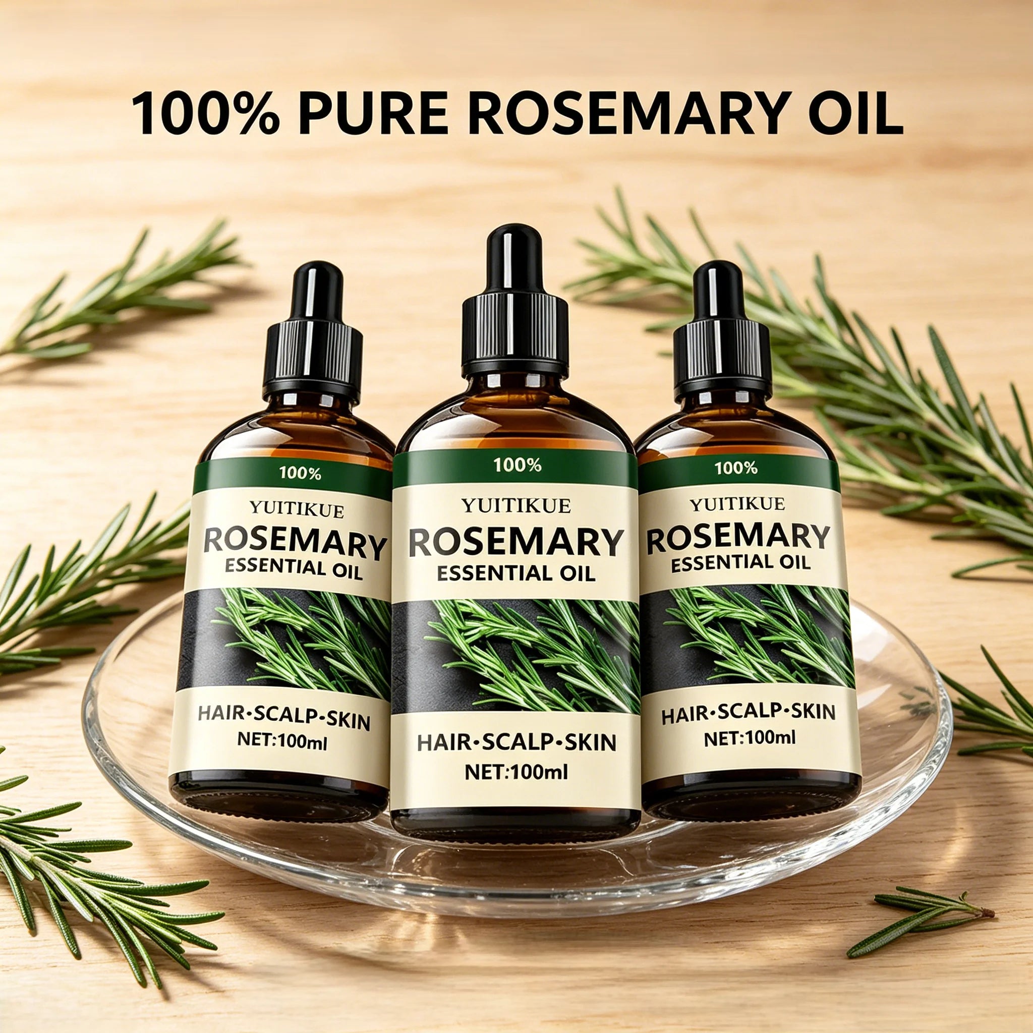 YUITIKUE Natural Rosemary Hair Care Oil, Moisturize Scalp, Strengthen Hair and Boost Hair Volume & Shine