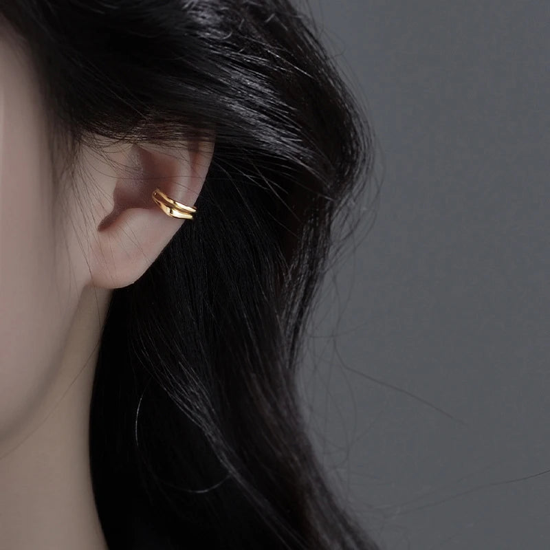 1Pc Ear Cuff Earrings Non-Piercing Double Layer Cuff Ear Clip Earring for Women Fake Cartilage Simple Y2K Jewelry New