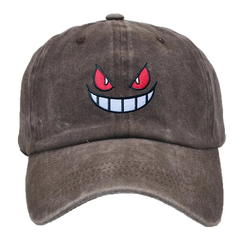 Anime Pokemon Gengar Baseball Caps Snapback Hats Adjustable Sports Caps Hip Hop Hats Trendy Embroidery Solid Color for Men Women
