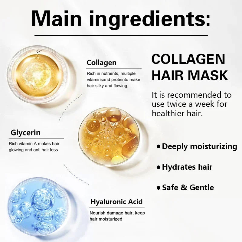 Collagen Hair Treatment Deep Repair Conditioning Argan Oil Hair Mask Essence For Dry Damaged Hair Repair Revitalize Hair Care