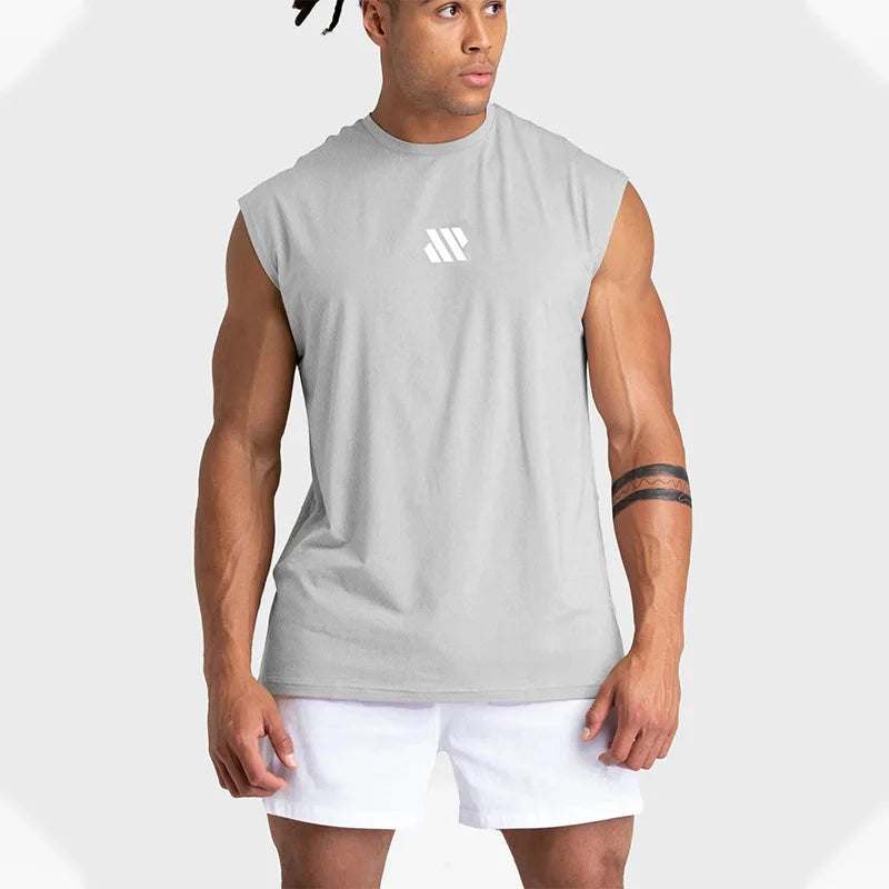 Men's Bodybuilding Vest Gym Workout Mesh Fitness Sleeveless shirt Running Tank Top Stringer Single Shirt Summer Sport Vest Men