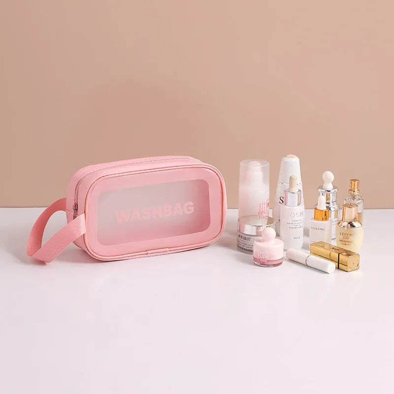 Portable Travel Wash Bag Transparent Waterproof Makeup Storage Pouch Large Capacity Cosmetic Organizer Beauty Women Case