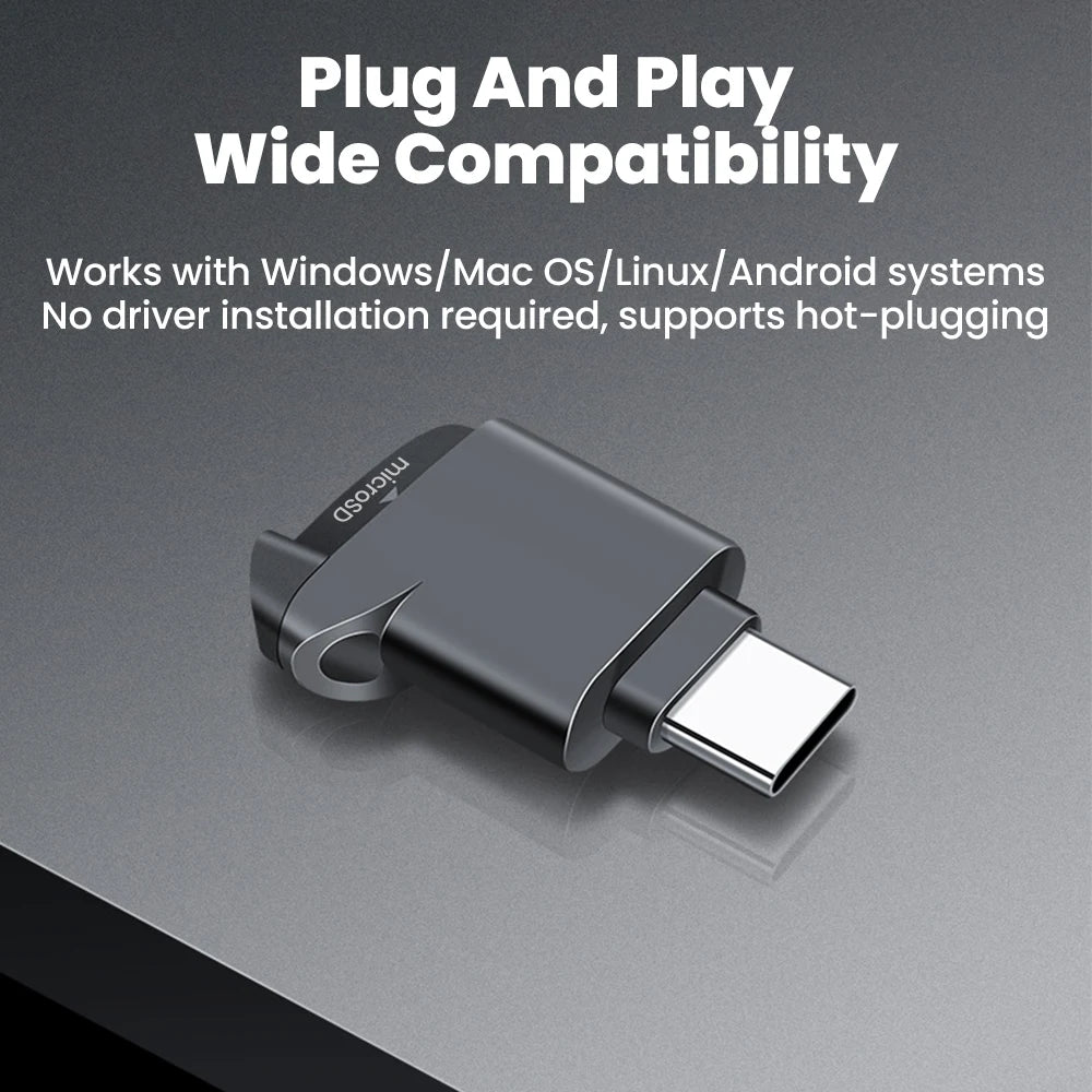 Type-C 2.0 Mini TF Card Reader External Storage Black Stretch for Memory Stick USB C 2.0 For Iphone 17 16  Mini TF Card Reader
