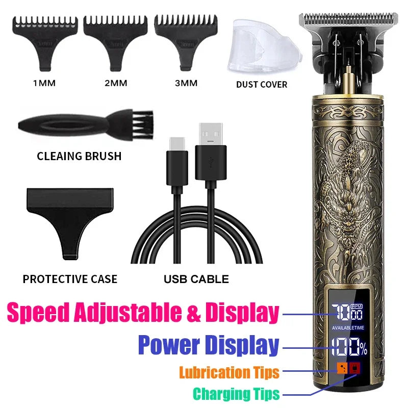 Vintage Hair Clipper Cordless Trimmer portable USB Fast Charging Hair Cutting Machine Electric Shaver Barber Professional Barber