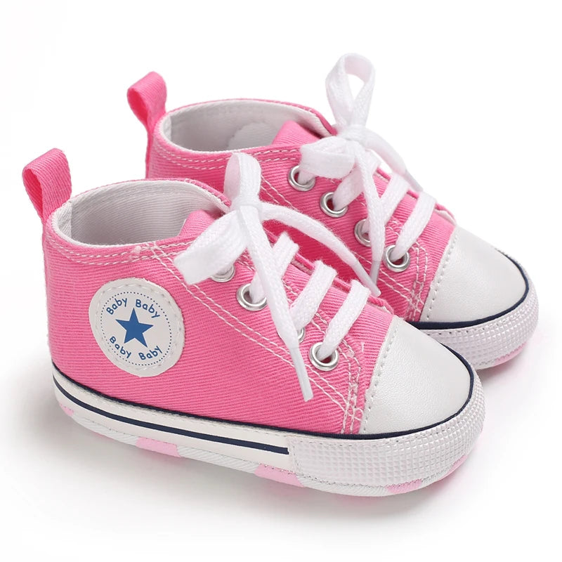0-18 Months Baby Canvas Classic Sports Shoes Newborn Boys and Girls Printed Star First Walkers Shoes Infant Anti slip Baby Shoes