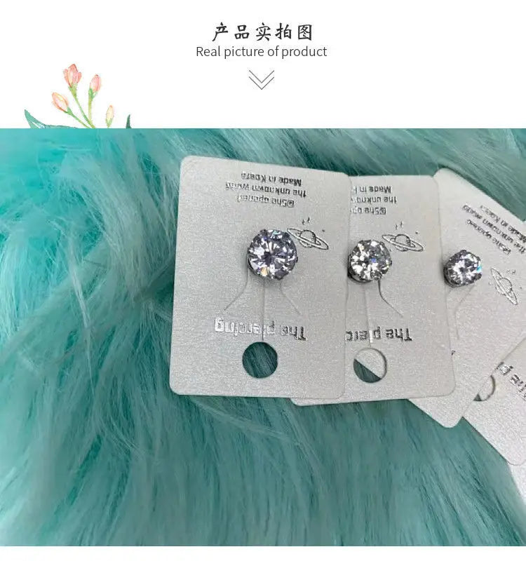A pair Unisex Strong Magnet Magnetic Earrings Ear Clip Cuff Non Piercing Without Holes Earcuff Crystal Studs for Men Women
