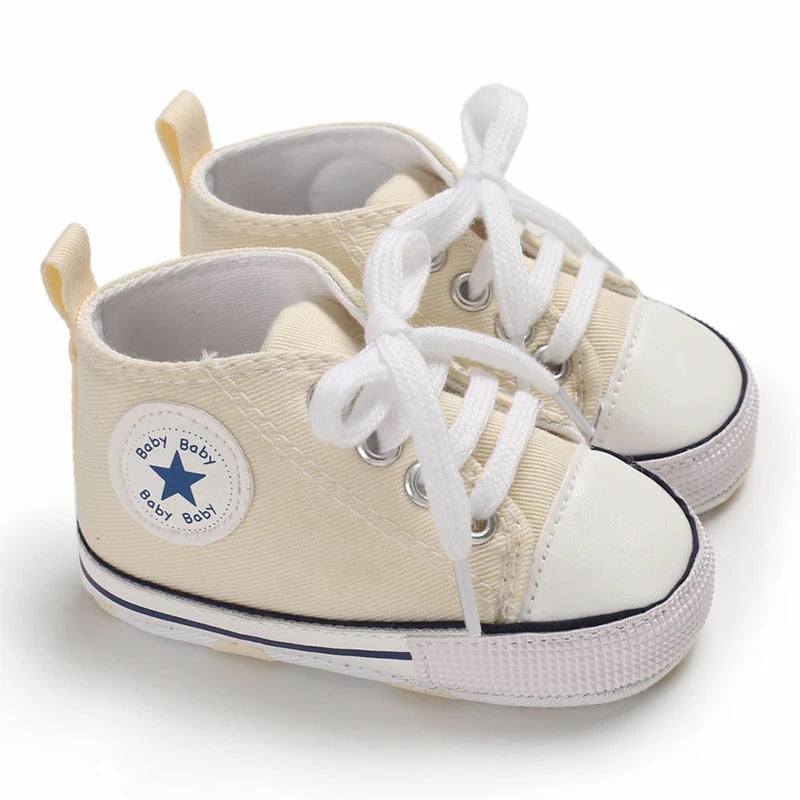 0-18 Months Baby Canvas Classic Sports Shoes Newborn Boys and Girls Printed Star First Walkers Shoes Infant Anti slip Baby Shoes