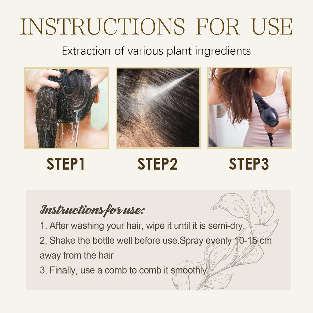 EELHOE Keratin Hair Growth Serum Natural Repair Essence Spray for Dry Curly Hair Hydrate Smooth Frizz Control Growing Hair Care