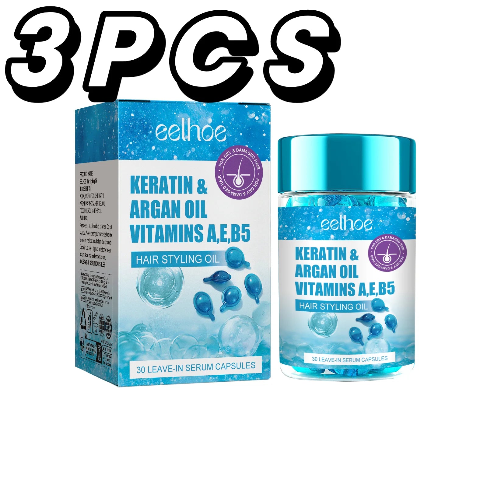 Keratin Vitamin Capsule Hair Essence Oil For Damaged Dry Frizzy Hair Treatment Smoothing Soften Moisturizing Essence Hair Care