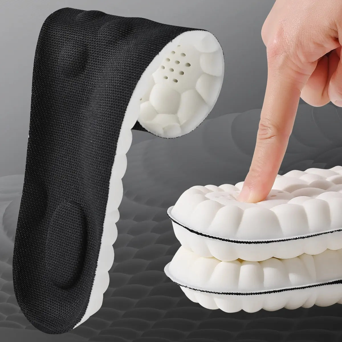 Soft Breathable Shock Absorption Cushion Running Insoles 4D Cloud Technology PU Sole Sports Insoles For Orthopedic Care 2026 New