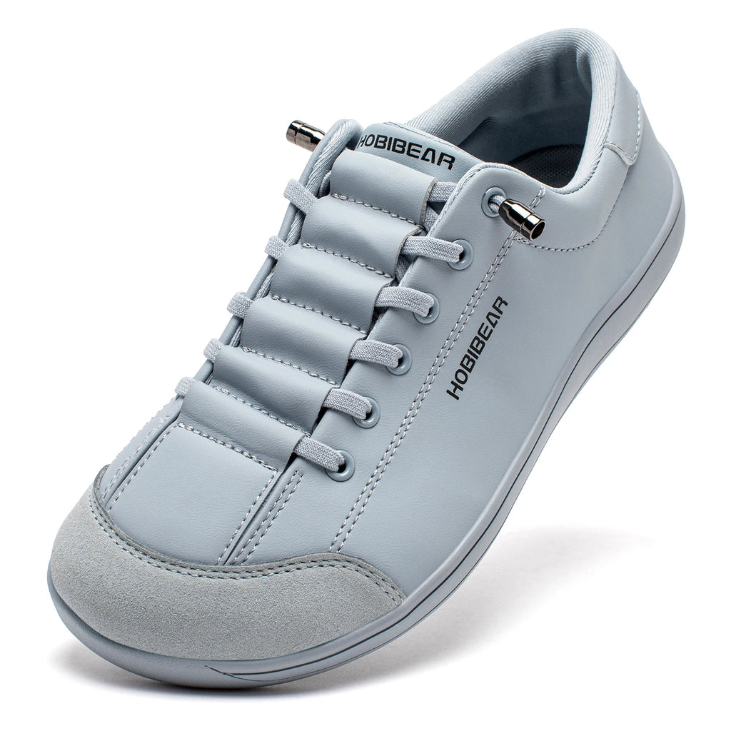 HOBIBEAR Unisex Barefoot Wide Toe Shoes Women Men Artificial Leather Minimalist Sneakers Adjustable Slip On Walking Shoes