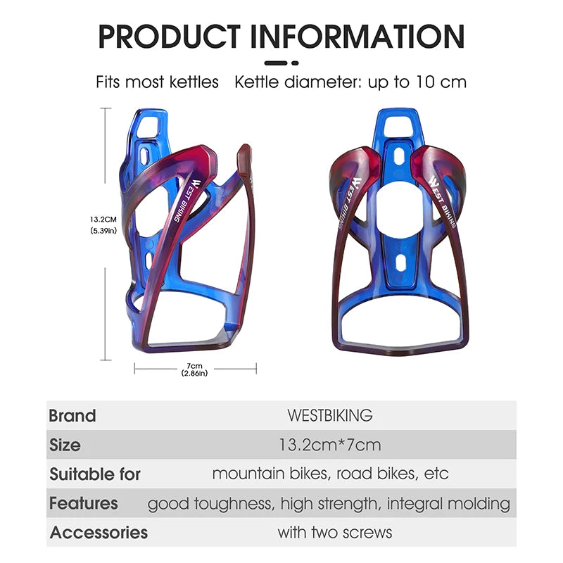 WEST BIKING Colorful Gradient Bike Bottle Cage Ultralight Bicycle Bottle Holder MTB Road Bike Cycling Water Bottle Mount Parts