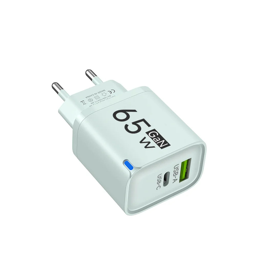 65W Fast Charge USB Type C Charger GaN Mobile Phone Adapter For iPhone Xiaomi Huawei Samsung Oneplus High Speed Charging Adapter